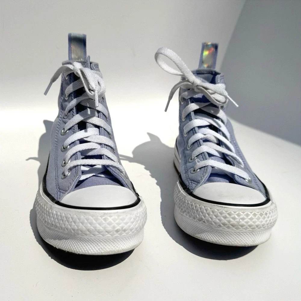 Converse All Star High Top Kids' 2 Light Blue Glitter Chucks Sparkly School